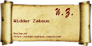 Widder Zakeus névjegykártya